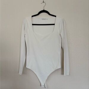 Abercrombie White Long Sleeve Bodysuit